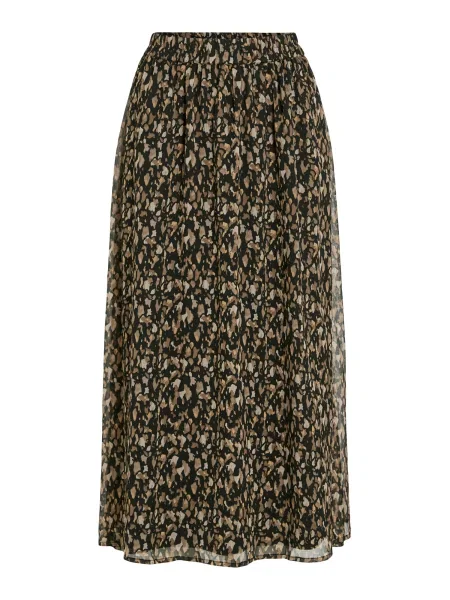 VILA Fustă VIFALIA ecru / brocart negru