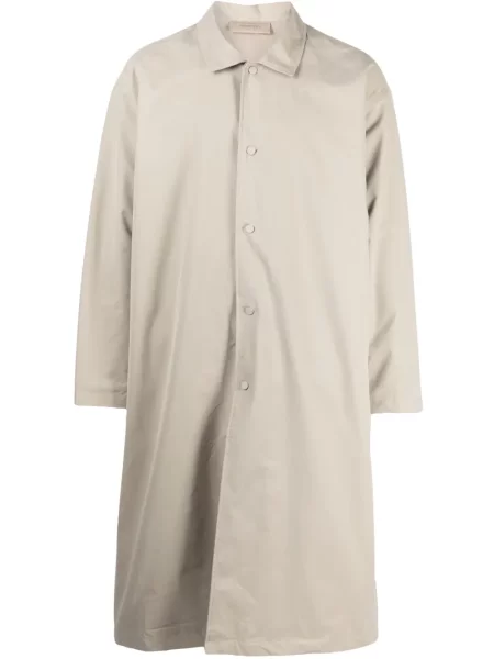 Palton Fear Of God Essentials din țesătură twill cu un singur rând de nasturi verde