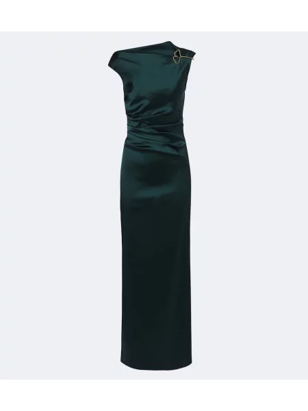 Rochie Max Mara din satin cu volane verde