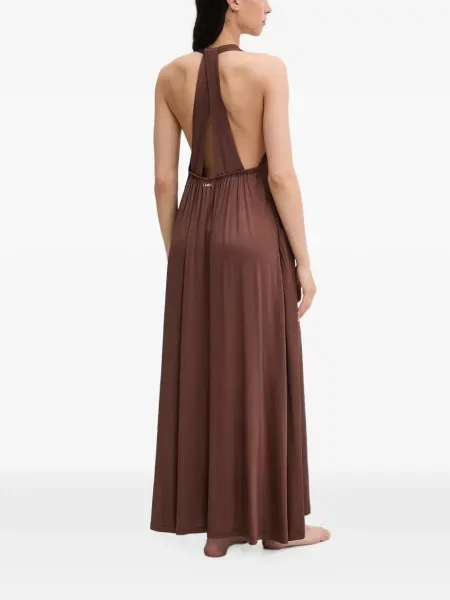 Rochie Liu Jo cu gât halter cu spatele deschis maro