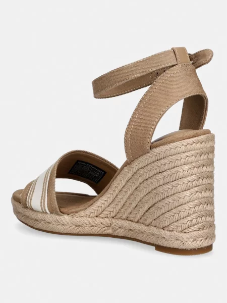 Tommy Hilfiger espadryle na koturnie HIGH WEDGE ESPAD WEBBING beżowe