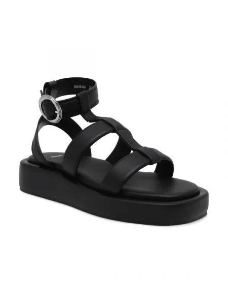BOSS BLACK De piele sandale Scarlet negru