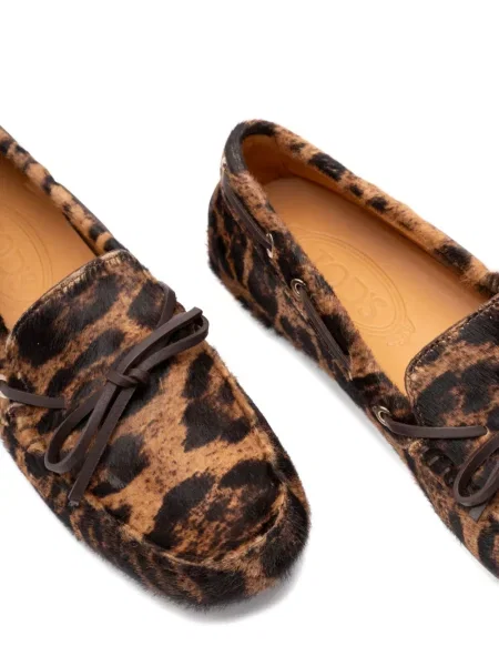 Pantofi loafer Tod's cu imagine cu model leopard maro