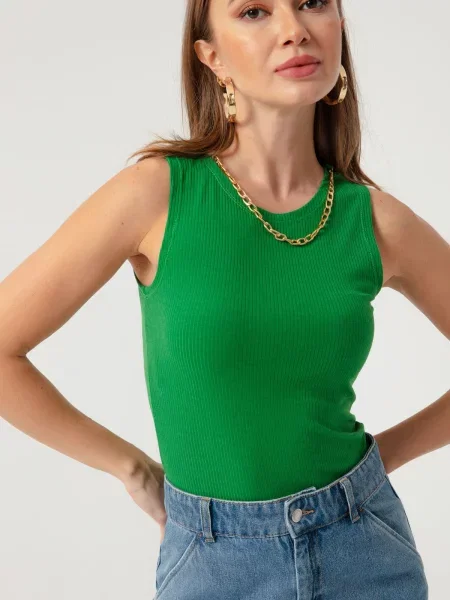 Dzianinowa bluzka Lafaba zielona