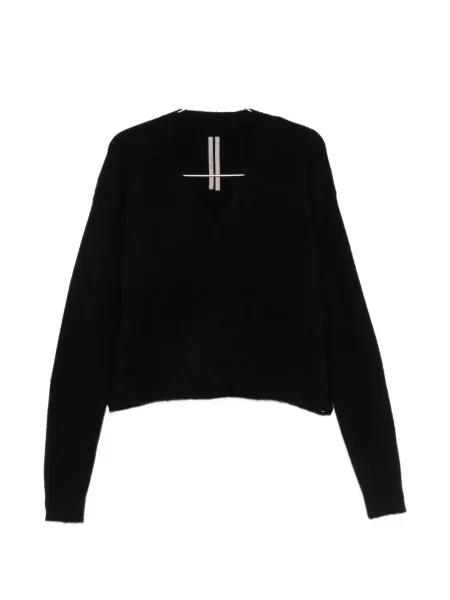 Lung pulover Rick Owens cu decolteu în V negru