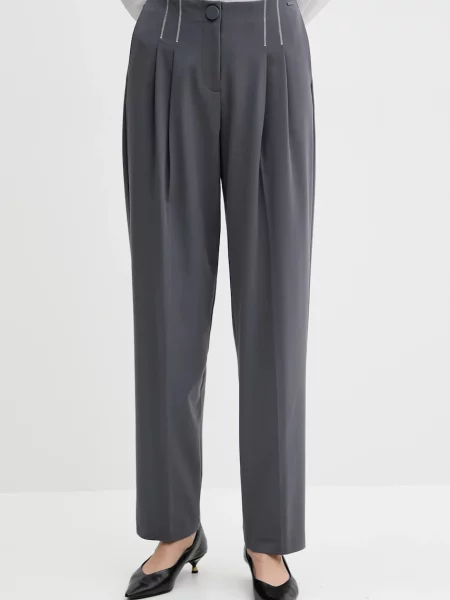 Armani Exchange pantaloni drept high waist gri