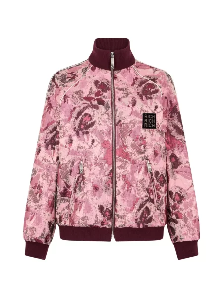 Geacă bomber John Richmond cu model floral din jacard roz