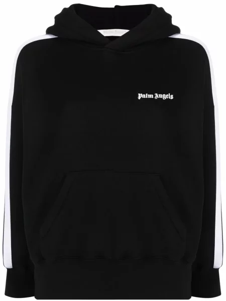 Dlouhá mikina s kapucí Palm Angels s potiskem černá