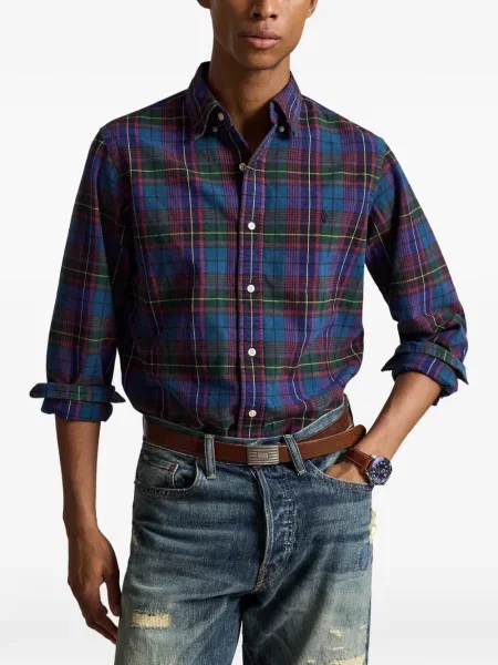 Pletene trčanje hlače Polo Ralph Lauren karirane zelena