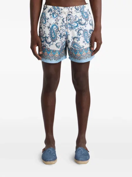 Slip de baie Etro cu imagine cu model paisley alb