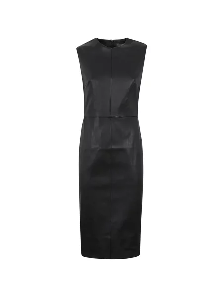 Rochie midi Stouls din piele fără mâneci negru