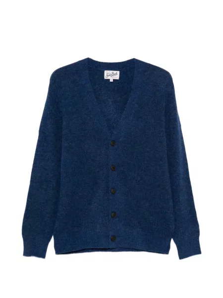Cardigan Mc2 Saint Barth din lână alpaca cu decolteu în V albastru