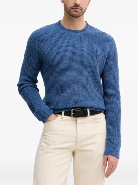 Curea Polo Ralph Lauren cu broderie din fleece cu șireturi albastru