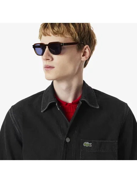 Lacoste Kurtka Overshirt Z Grubego Bawełnianego Denimu szary