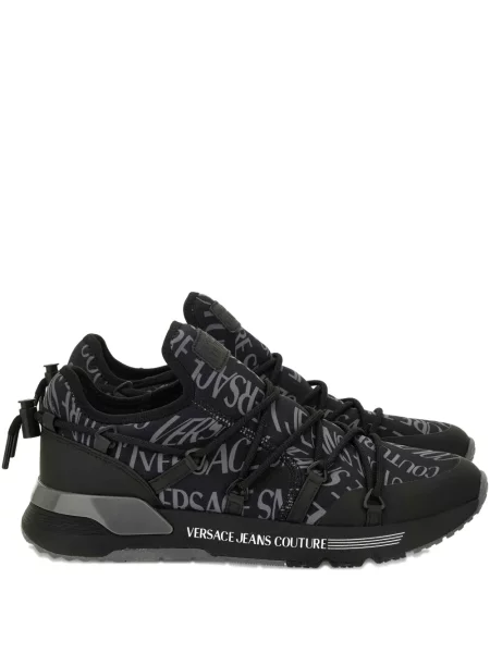 Sneakerși Versace Jeans Couture cu șireturi cu imagine din dantelă negru