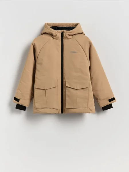 Reserved Ocieplana kurtka parka beżowy