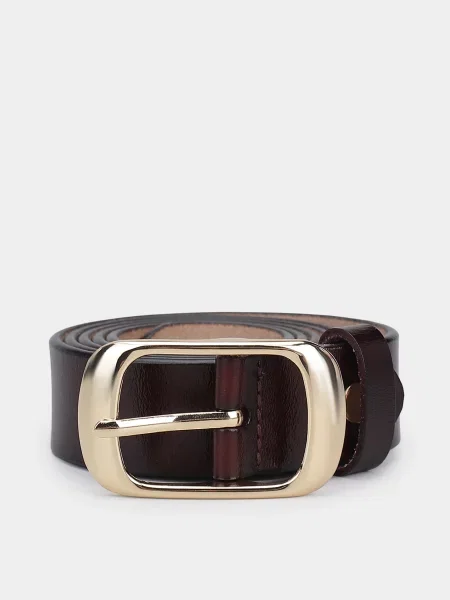 Кожаный ремень Braska с ремешками коричневый