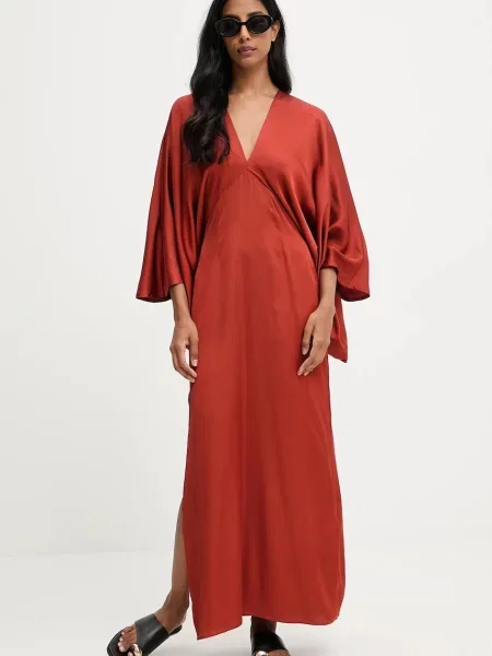 Answear.LAB sukienka maxi prosta czerwony