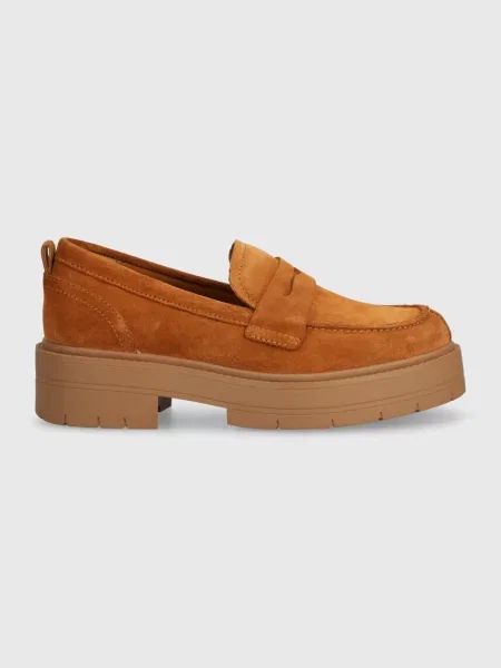 Loafersy Geox zamszowe brązowe