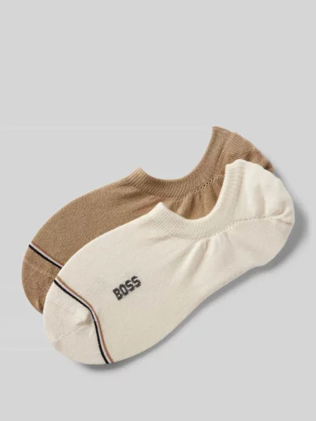 Krótkie skarpety z detalem z logo w zestawie 2 szt. model ‘Iconic’ beżowe