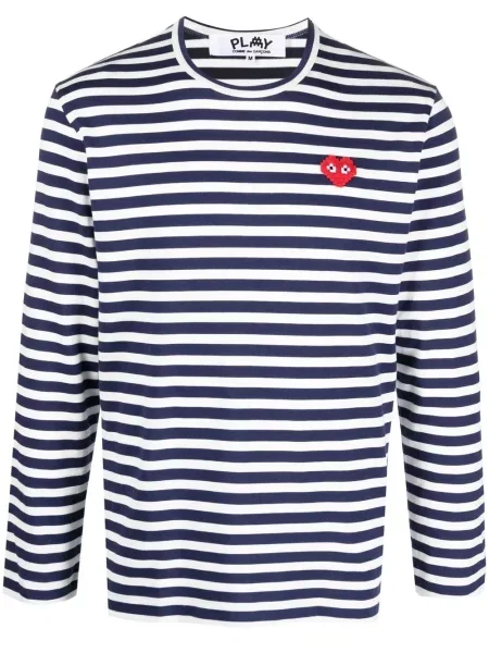 Tricou Comme Des Garcons Play cu dungi albastru