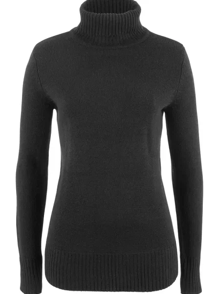 Sweter basic z golfem czarny