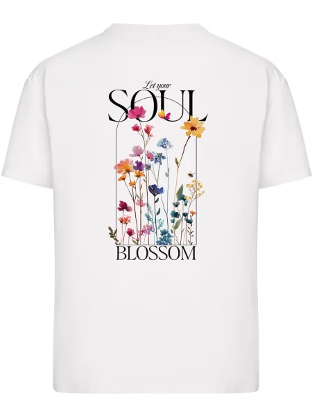 Miss Tee Tricou Let Your Soul Blossom albastru regal / verde închis / negru alb