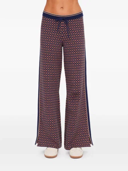 Pantaloni The Upside cu imprimeu geometric alergare albastru