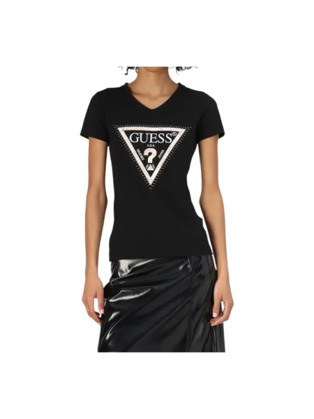 T-shirt z nadrukiem z logo model ‘PYTHON’ Guess czarna