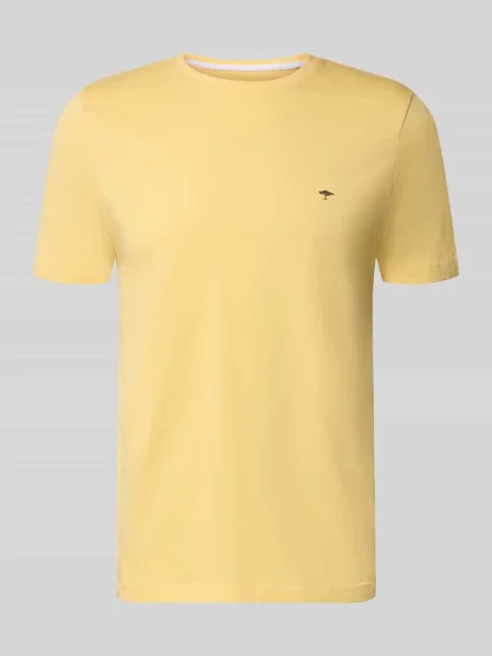 T-shirt z okrągłym dekoltem i wyhaftowanym logo Fynch-hatton żółta