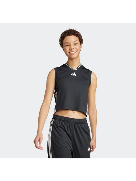 Pruhovaný top Adidas Sportswear so sieťovinou čierna