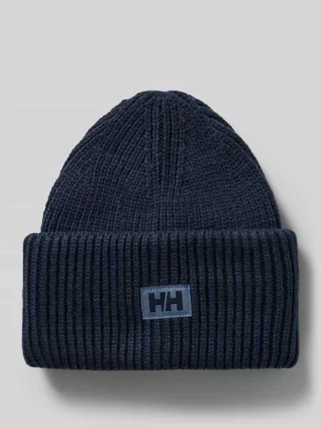 Czapka beanie w imitacja dzianiny z naszywką z logo Helly Hansen granatowa
