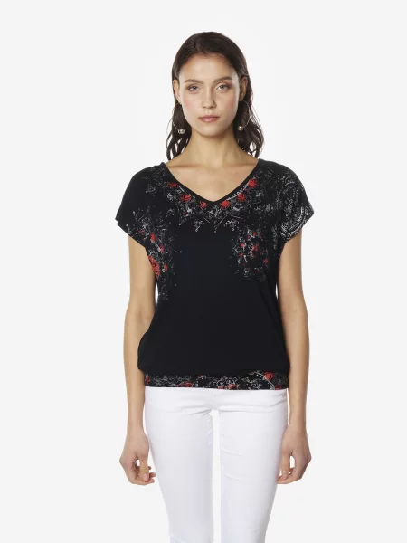 KOROSHI Tricou roșu / negru alb