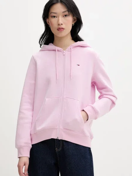 Tommy Jeans hanorac cu pentru femei cu roz