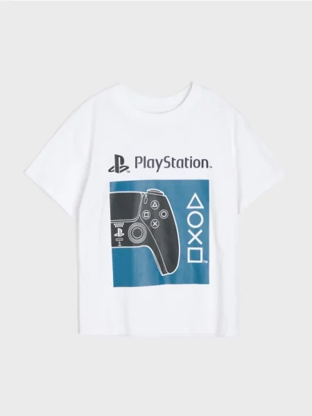 Sinsay loose tričko s potiskem PlayStation bílá
