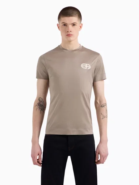 Футболка Emporio Armani ліоцел/бавовна бежевий