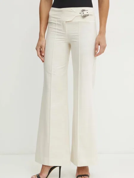 Versace Jeans Couture pantaloni de femei evazati high waist bej