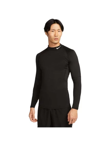 Pánske tréningové tričko longsleeve Nike Pro Dri-Fit Mock-Neck black/white čierna