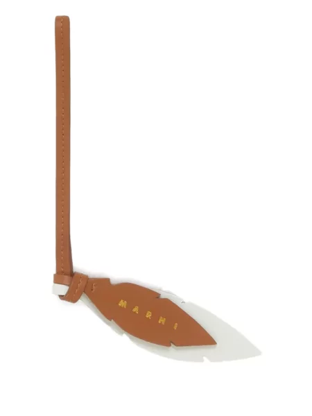 Pandantiv Marni din piele cu pene maro