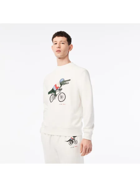 Lacoste Bluza X Netflix Z Nadrukiem Z Bawełny Organicznej biała