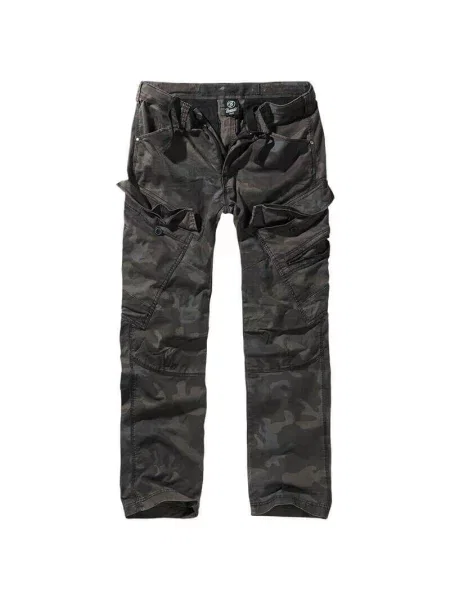 Spodnie bushcraft Brandit Slim Fit Adven Dark Camo szare