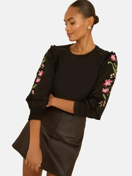 Love & roses Bluză verde deschis / roz / roz deschis negru