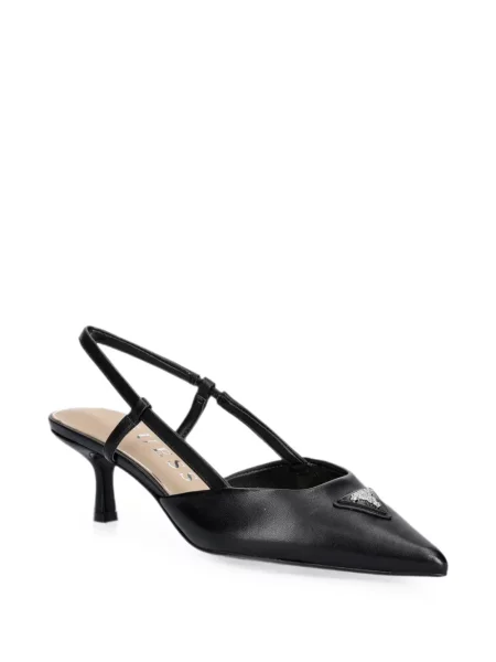 Pantofi cu toc Guess slingback cu autograf negru