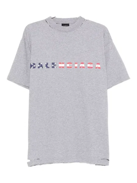Tricou Balenciaga din jerseu gri
