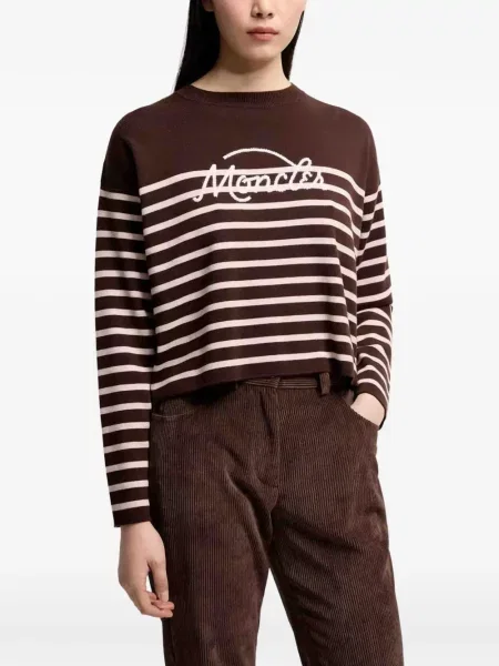 Pulover Moncler cu broderie maro