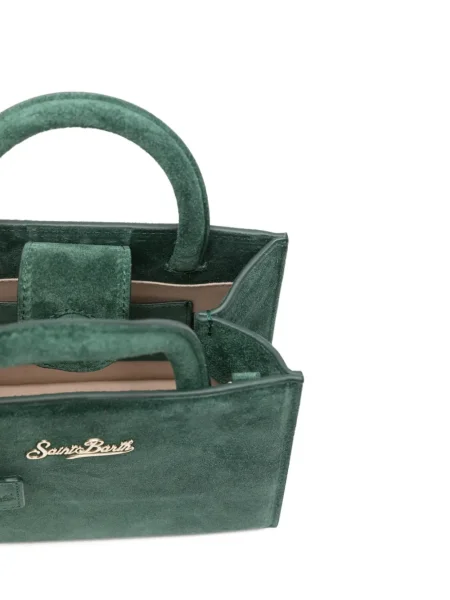 Geantă Mc2 Saint Barth din piele de căprioară verde