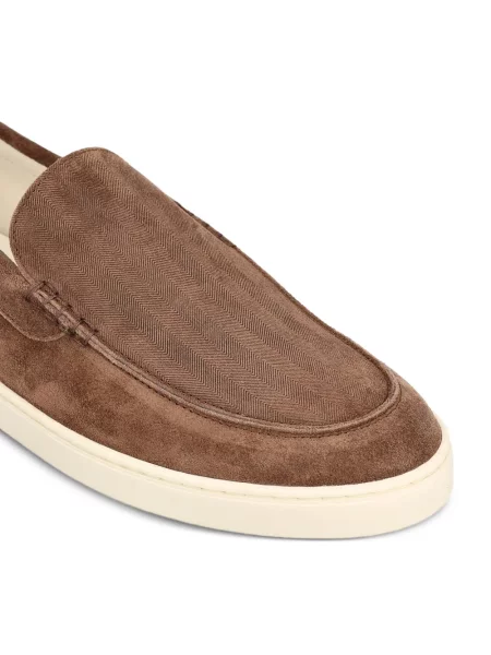 Pantofi loafer Brunello Cucinelli din piele de căprioară cu imagine maro