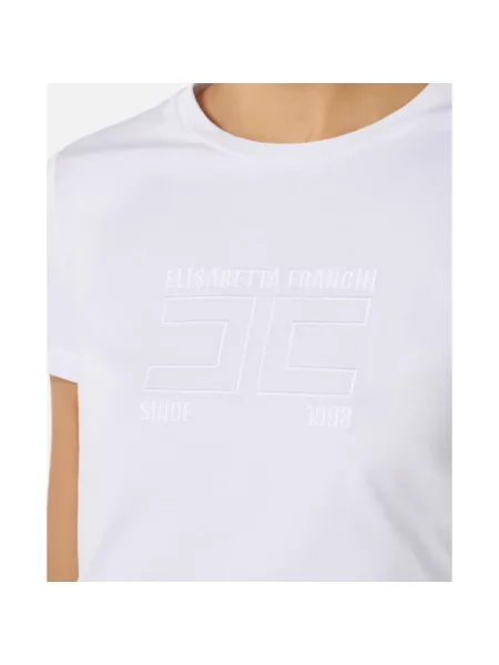 Koszulka Elisabetta Franchi z dżerseju z logo biała