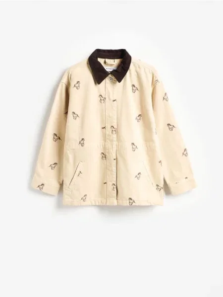 Reserved Jachetă de blugi cu broderie bej