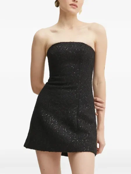Sukienka mini Marciano By Guess z cekinami bez ramiączek garniturowa czarna